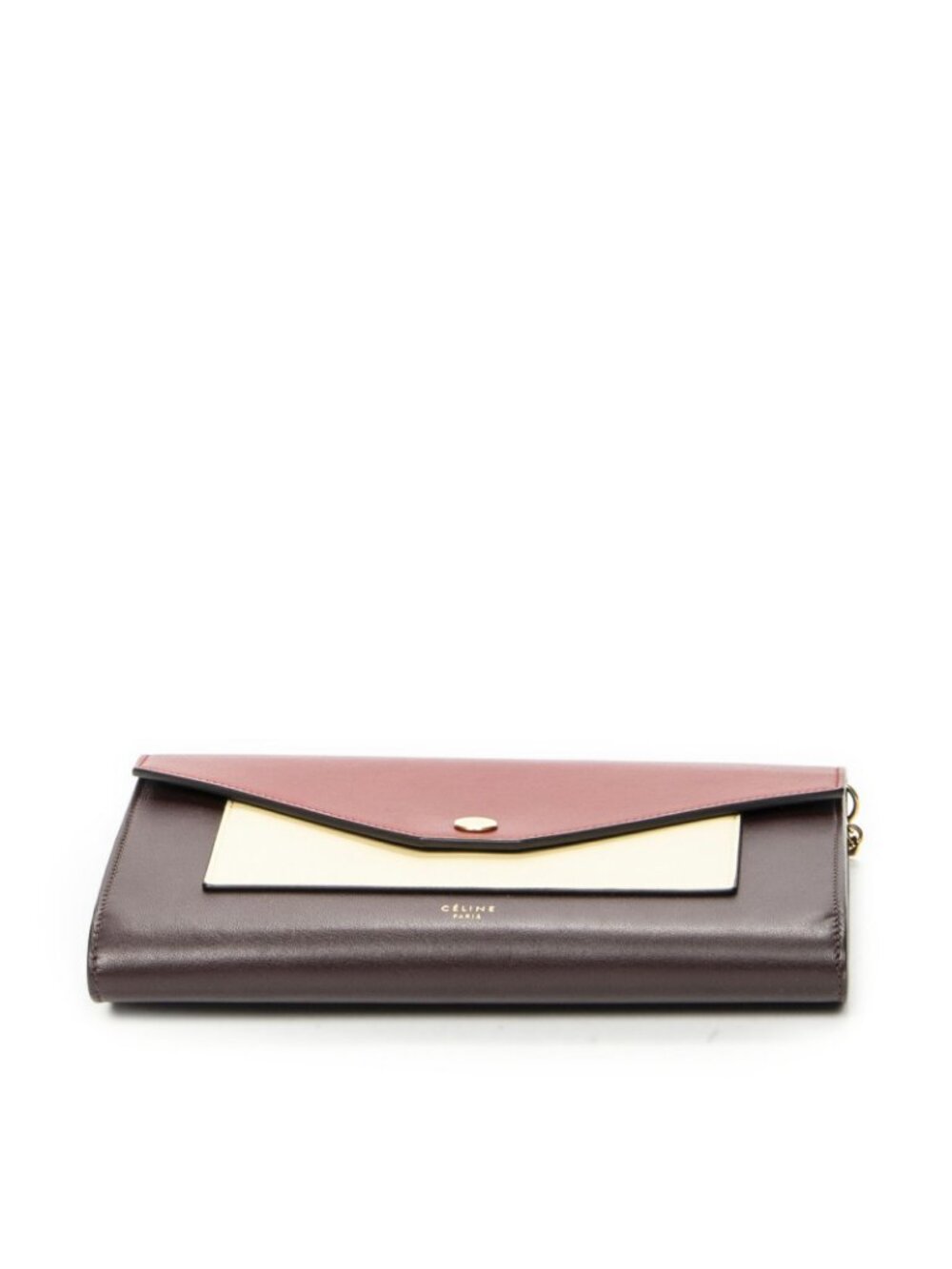 Celine Envelope Chain Wallet Burgundy Red Ivory Calfskin Leather - Picture 6 of 10